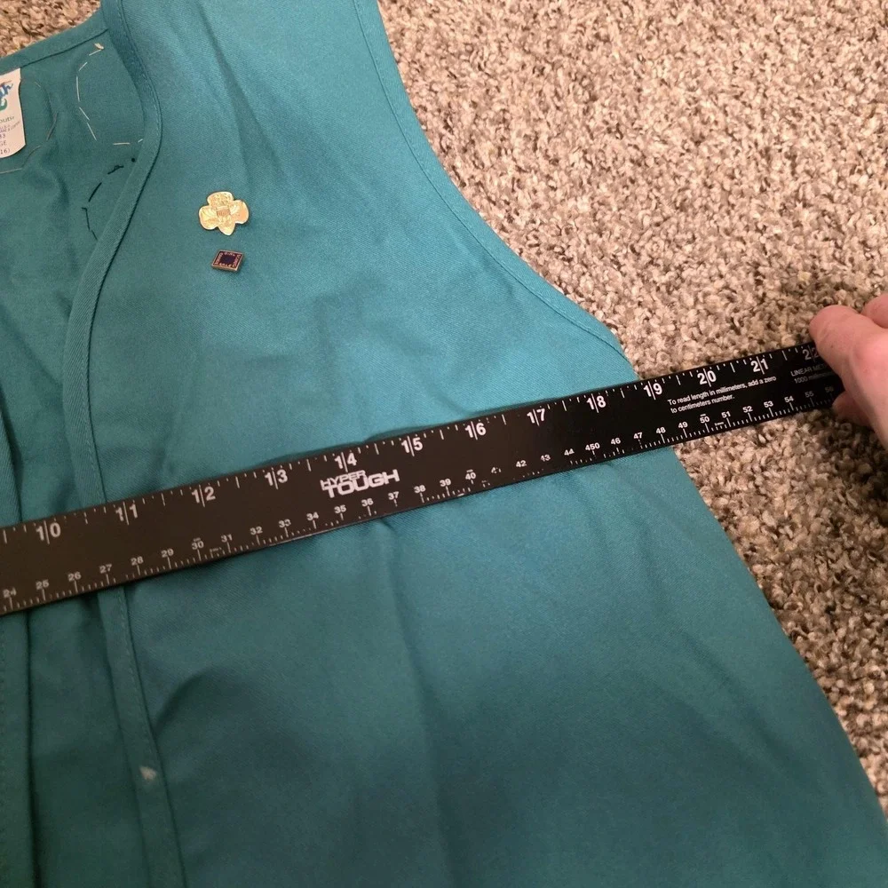 Vintage‎ Girl Scouts Uniform Vest Girls Large Blue Teal Patches 14-16 2000s